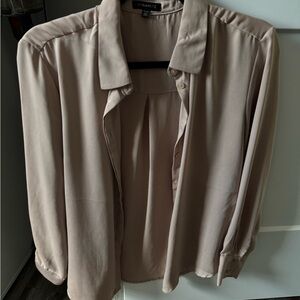 Dynamite Tan 3/4 Sleeve Blouse with Notched Collar